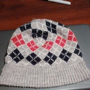Source Unknown Argyle Knit Hat - Gray, Red, and Black